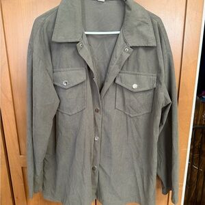 SHEIN Olive Green Button-Up Shirt